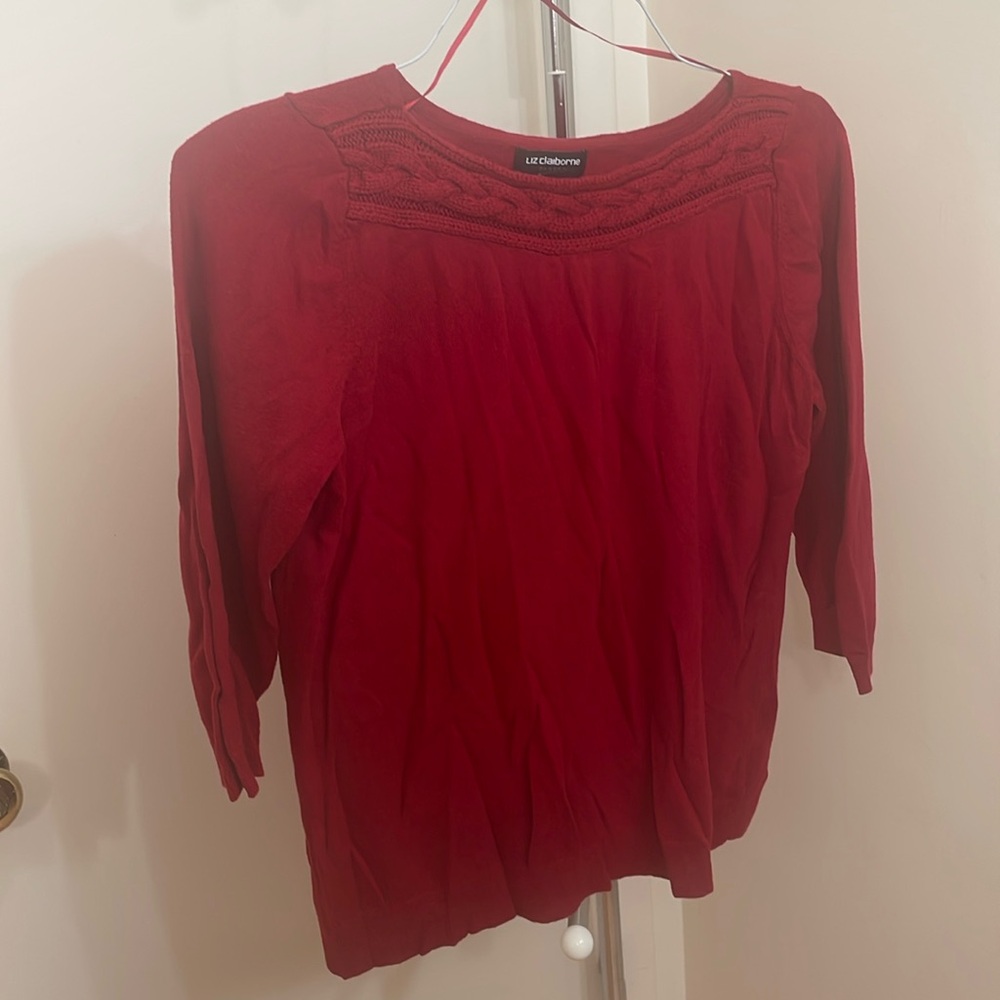 Liz Claiborne Career Petite Size PXL Red Sweater